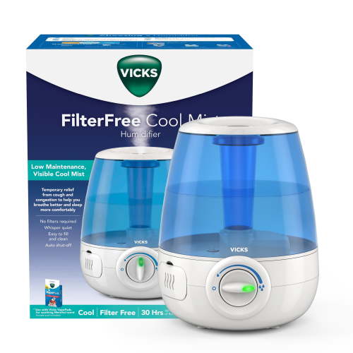 Vicks Ultrasonic Filter-Free Cool Mist Humidifier for Moisture, V4600, VapoPads, White