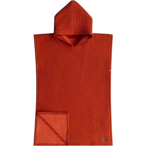 Jade&Kai Hooded Towel for Babies + Toddlers | Snaps into a Poncho | Organic Cotton Waffle | Lighweight and Absorbent | Bath, Beach, and Pool | Multiple Colors (Small (0-3 Yrs), Toasted Acorn)