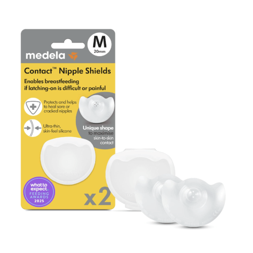 Medela Contact Nipple Shields, Medium 20mm, Food Grade Silicone | for Latching Difficulties During Breastfeeding, Flat or Inverted Nipples