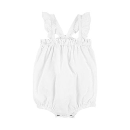 Baby Girls Sleeveless Poplin Bubble Romper - White - 3M