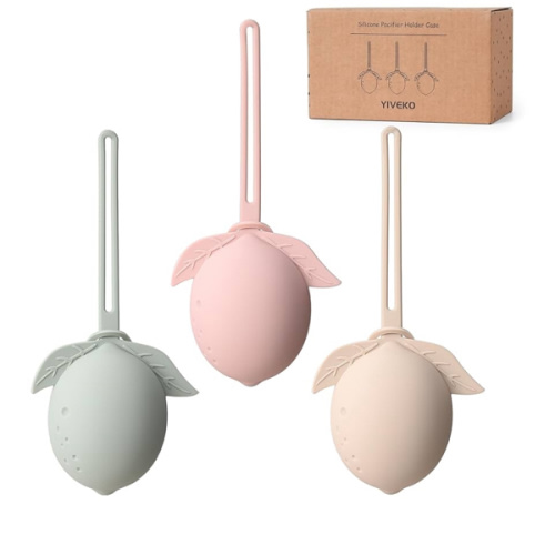 Silicone Pacifier Holder Case Binky Holder Silicone Pacifier Case for Boys Girls Portable Paci Pouch for Newborns 3 Pack-Ivory+Sage+Blush