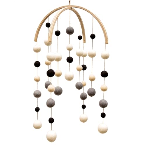 GLACIART ONE Black and White Baby Crib Mobile | Safe High Contrast Wool Toys, Neutral Room Decor for Boy & Girl | Develops Cognitive, Visual & Motor Skills | Great Gift Idea