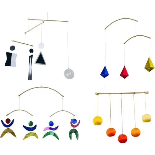 Set of 4 Portable Montessori - Munari, Gobbi, Octahedron, Dancers. Montessori Mobile, Baby Mobile, Hanging Mobile Baby boy and Girl