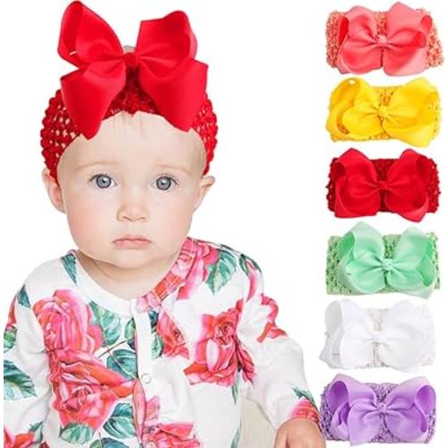 Baby Girls Print Mesh Heart Sport Headbands Stretchy Hair Bow Elastics Hairbands for Newborn Infant Toddlers Kids Handmade Hair Accessories