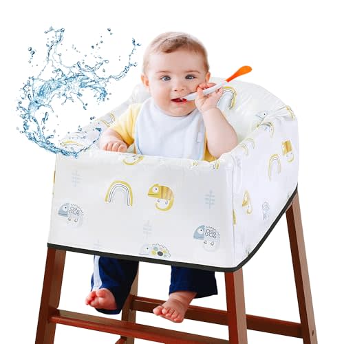 BALAPET Resuable 100% Waterproof High Chair Cover for Restaurant, Thick Soft Baby Chair Protector Cover for Wooden or Restaurant High Chair, Protect Against Messy Meals and Dirty (Chameleon)