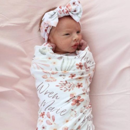 Wren's Wildflower Personalized Swaddle Blanket