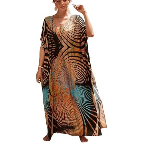 Women's Plus Size Beach Lounge Kaftan Maxi Dress Swimsuit Coverup for Women