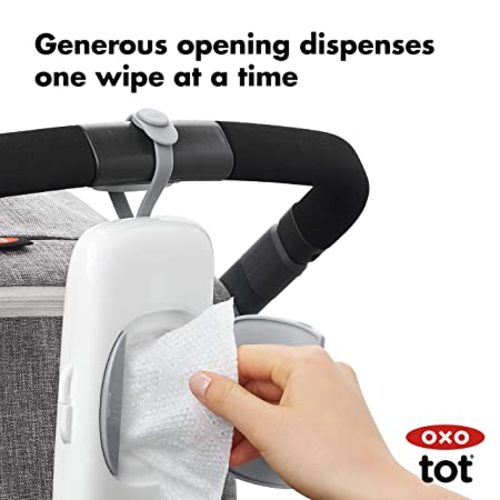 OXO Tot Wipes Dispenser and On-The-Go Wipes Case - Convenient Diapering - Gray - Dispenser + Dispenser- Gray