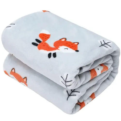 TILLYOU Toddler Flannel Blanket - Warm Cozy Baby Blanket for Boys and Girls, Smooth Cute Lightweight Blanket for Bedding Crib Stroller, 40×50 inches, Fox Forest