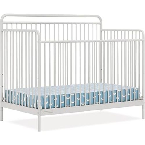 Delta Children Hayden 5-in-1 Convertible Metal Crib, Warm Gray