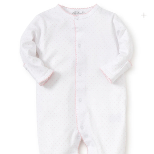 White/Pink New Kissy Dots Print Footie 0-3 Months