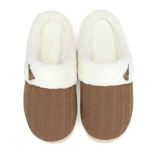 NineCiFun Women's Slip on Fuzzy House Slippers Memory Foam Slippers Scuff Outdoor Indoor Warm Plush Bedroom Shoes with Faux Fur Lining