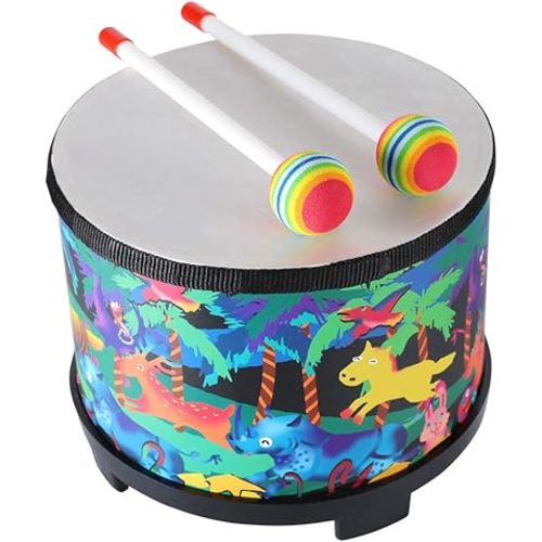 Floor Tom Drum for Kids 8 inch Percussion Instrument Music Drum with 2 Mallets for Baby Children Special Christmas Birthday Gift, Black