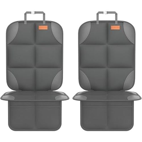 Car Seat Protector for Child Car Seat - Waterproof 600D Fabric Baby Seat Protectors for Non-Slip Backing Mesh Pockets for Baby and Pet, Easy Storage(Dark Gray)