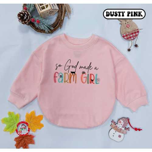 So God Made A Farm Girl Baby Romper Sweatshirt, Little Farmer Baby Bodysuit, Baby Shower Gift, Cute Baby Clothes, Farm Kid, Cowboy, Tractor