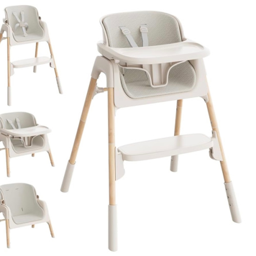 Mloong High Chair for Babies and Toddlers - Adjustable 4-in-1 Baby High Chairs with Dishwasher Tray, Easy Clean Highchair, Beige