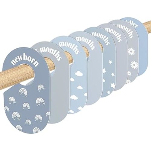 WSICSE 8 Pack Baby Closet Dividers, Nursery Organizer for Baby Clothes 0-24 Months Baby Clothes Organizer for Newborn Clothing, Infant, Boy & Girl (Blue)