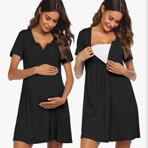 Ekouaer Labor and Delivery Gown, Nursing Nightgown, Maternity Nightgowns for Hospital Short Breastfeeding Nightgown at Amazon Women’s Clothing store
