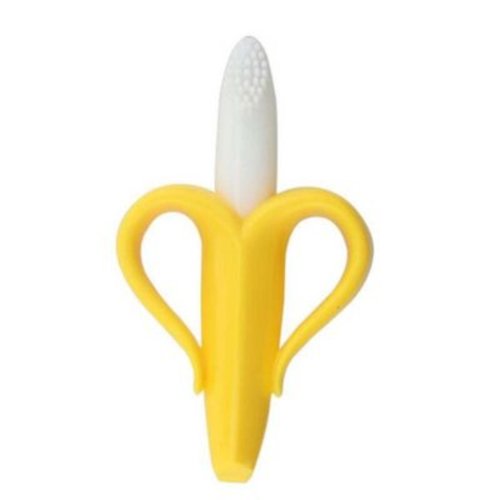 Dosaele 1PC Cartoon Baby Teether Toys Safe BPA Banana Teething Ring Silicone Chew Dental Care Toothbrush Nursing Beads Gift For Infant
