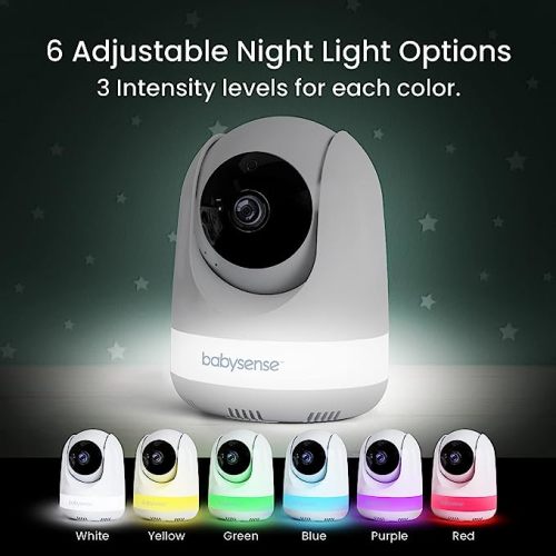 Babysense 5.5” 1080p Full HD Split-Screen Baby Monitor, Video Baby Monitor with 2 Cameras and Audio, 6-Color RGB Night Light, 1000ft Range, Two-Way Audio, 4X Zoom, 5000mAh Battery