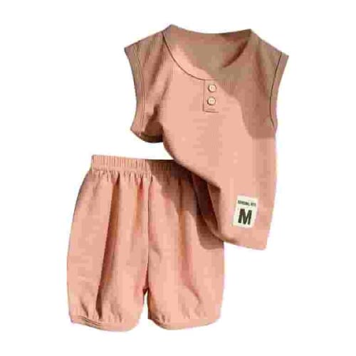 Zanarzt Toddler Baby Girls Summer Outfits Kids Girl Clothes Print Sleeveless Top and Shorts Baby Girl Summer Outfits Short Set Pink,18-24 Months