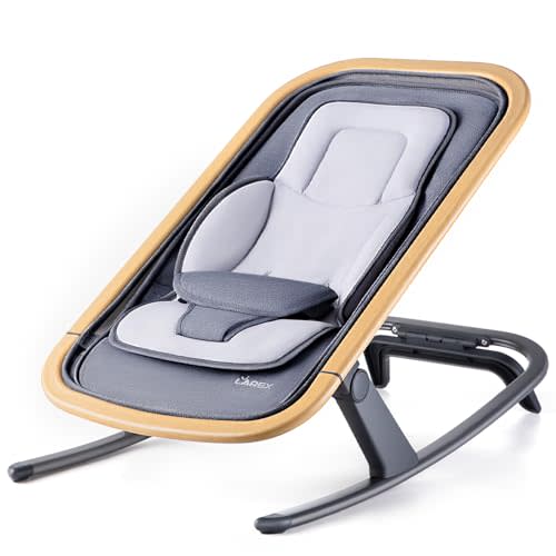 LAREX Baby Bouncer, Portable Bouncer Seat for Baby Rocker Chair Infant Bouncy Seat with 3-Point Harness, Infant 2-in-1 Rocker, 0-6 Months up to 20 lbs