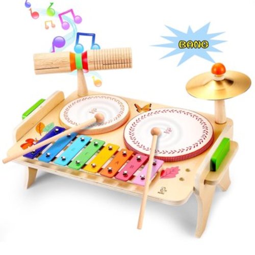 OATHX Kids Drum Set, Musical Instruments Xylophone for Toddlers, Montessori Toys Baby Music Set