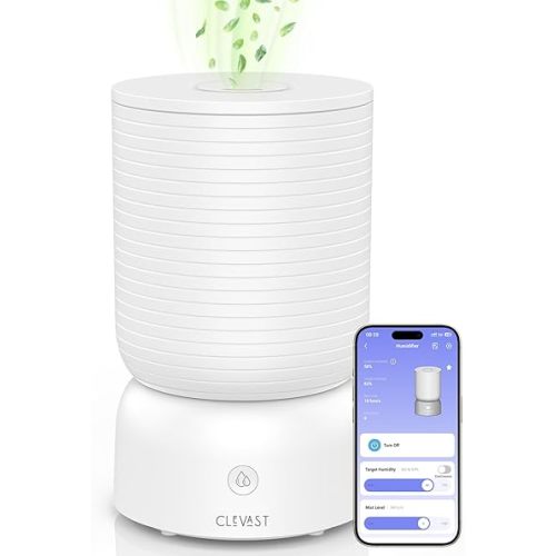 CLEVAST Smart Humidifiers for Bedroom - 1 Gal/4L Cool Mist Top Fill Humidifier with Essential Oil Diffuser, Quiet Operation for Baby Nursery, Home, Office, Room, Works with Alexa/Google Assistant