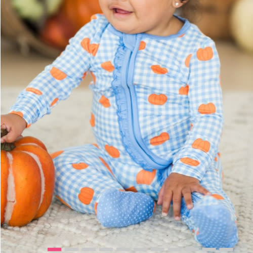 Ruffle One Piece Footie Pajama, Bamboo Viscose