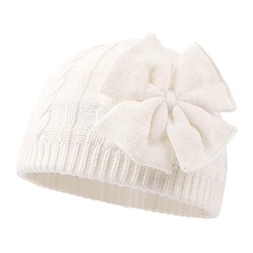 JANGANNSA Winter Warm Knitted Baby Hat for Girls Cotton Lined Infant Toddler Hat Autumn Cute Bow Classic Girls Beanie 0-6Y