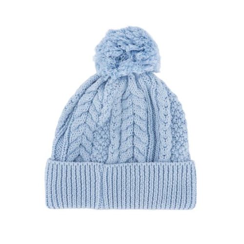 Medium Blue Baby Cable Knit Pom Pom Beanie | Best&Less™ Online