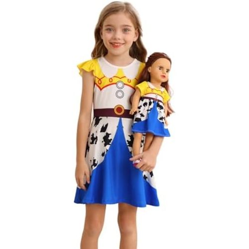 AmzBarley Doll and Girl Matching Nightgown Princess Pajamas Night Gown Dress for Girls and 18" Dolls Clothes
