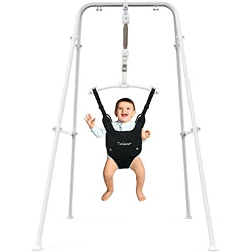 G TALECO GEAR Baby Jumper with Stand,Baby Bouncer,Easy Set-Up,Baby Exerciser for Active Babies,Suitable for Indoor and Outdoor, White