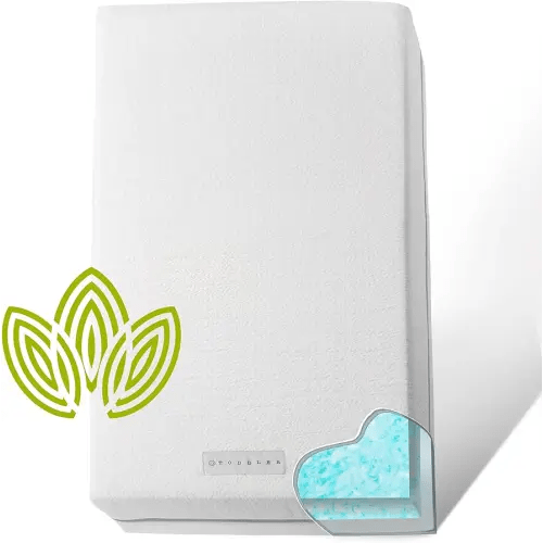 Organic Cotton Dual-Sided Crib Mattress | 2-Stage Premium Memory Foam CertiPUR-US Hypoallergenic Baby Mattress, Firm Support for Infant, Cooling Gel for Toddler, Waterproof & Washable Cover, 52x27x5.5