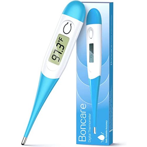 Boncare 10 Seconds Oral Thermometer for Adults and Kids - Accurate & Safe Rectal Thermometer for Baby with Fever Alarm, Digital Thermometer FSA HSA Eligible (Light Blue)