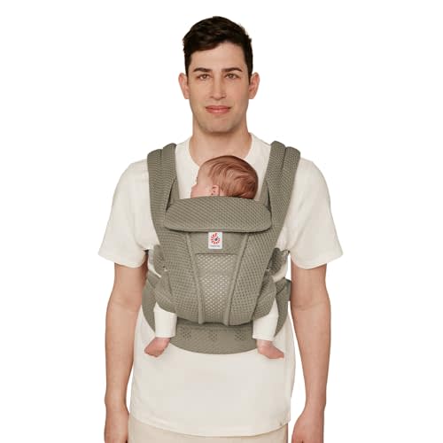 Ergobaby Omni Deluxe Baby Carrier Newborn to Toddler - Breathable Baby Carriers for Summer - All-Position Carrier with Enhanced Lumbar Support & Airflow (7-45 Pounds), Mesh, Soft Olive