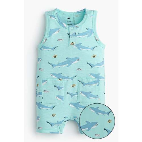 Sleeveless Shorty Henley Romper - Organic Baby Clothes - Monica + Andy