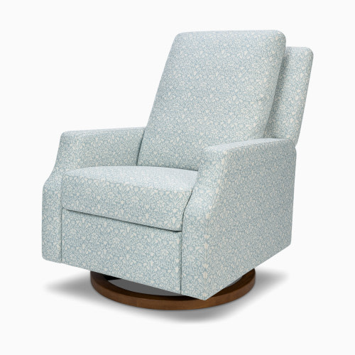 Namesake Morris & Co. x Namesake Crewe Recliner and Swivel Glider - Bellflowers In Powdered Blue Performance Eco-Weave