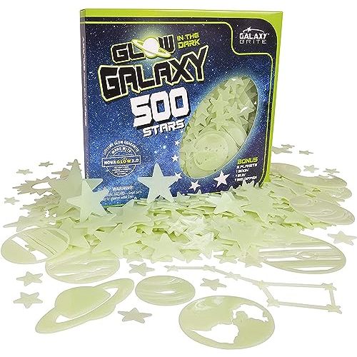 Glow in The Dark Stars for Ceiling, 500-Count, Largest Ceiling Glow Stars Assortment Includes Jumbo Sun, All 9 Planets, Bonus Moon and Entire Big Dipper Constellation Plus More! Stocking Stuffers