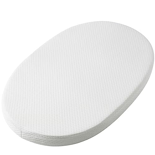 Mecc ecoh Baby Bassinet Mattress with 100% Breathable Cover, Water-Resistant Lining Bassinet Mattress, 2" Thick, Hypoallergenic, Fit for 4moms MamaRoo Bassinet, 29"x17"