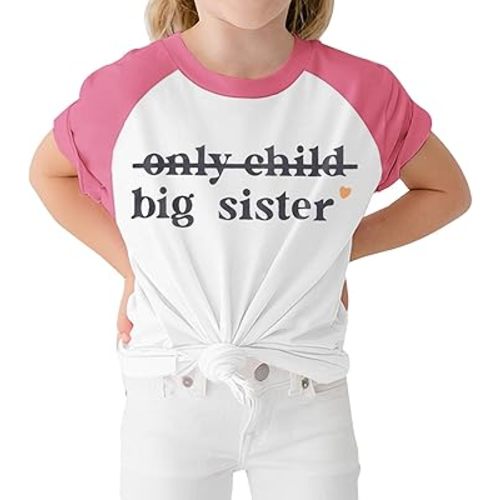 CM C&M WODRO Big Sister Toddler Shirt Only Child Promoted to Big Sister Announcement T-Shirt Gift Little Girl Sibling Outfit