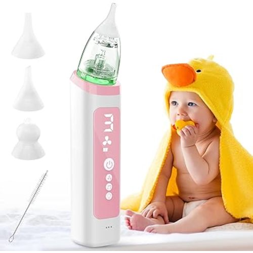 Nasal Aspirator for Baby Nose Sucker - Electric Nose Suction for Newborn, Kids Booger Sucker, Infant Snot Nasal Sucker, Nose Cleaner Essentials for Toddler, 3 Silicone Tip, Adjustable Music, Light