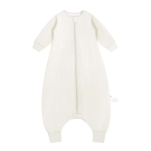 Toddler Zip Sleep Sack Organic Cotton Long Sleeve With Footie 1.0 TOG - Milk White