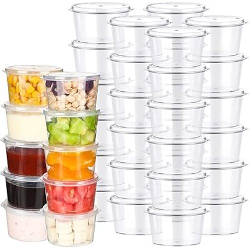 100 Pcs Disposable Baby Food Freezer Storage Containers Plastic Food Storage Containers with Hinged Lids 4 oz Snack Containers Food Prep Containers Baby Puree Containers, Stackable, Leakproof