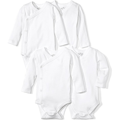 Baby Set Of 4 Organic Long-Sleeve Side-Snap Bodysuits