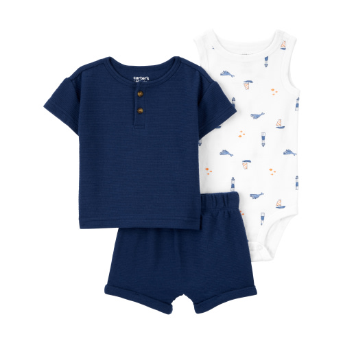 Carter's Child of Mine Baby Boy Shorts Outfit Set, 3-Piece, Sizes 0/3-24 Months