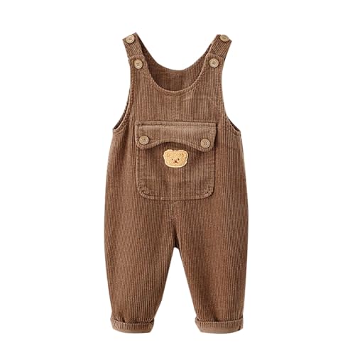 wodceeke Baby Girls Corduroy Overalls Summer Sleeveless Jumpsuits Adjustable Strap Long Pant Rompers with Pocket