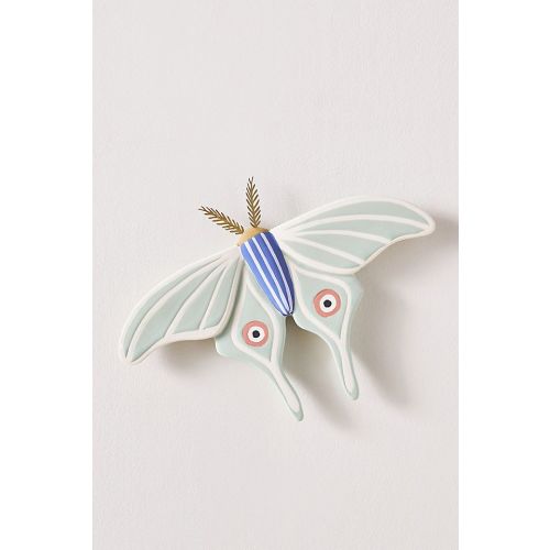 Sculpted Luna Moth Ceramic Wall Art Charm