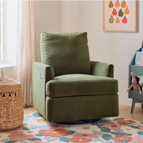 Haven Power Swivel Glider Recliner-Camel Performance Velvet