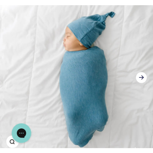 Heather Blue Ribbed Swaddle & Hat Set - Little Sleepies